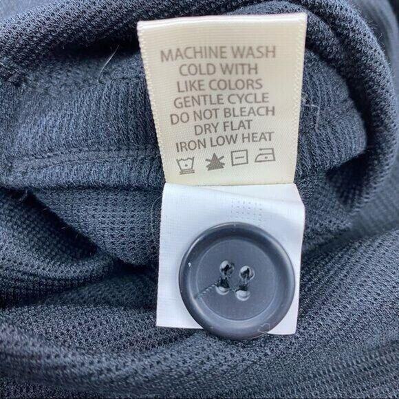 Max Studio Womens Top L‎ Black Mock Neck Button Sleeve Minimalist Quiet Luxury - Picture 11 of 12